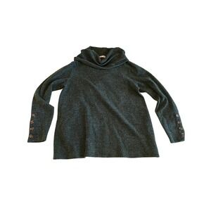 retrology Cowl Neck Textured‎ Tunic Sweater Women's M/M Green Button Sleeve